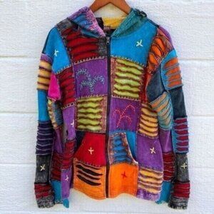 Nepal Colorful Embroidered Patchwork Bohemian Hippie Jacket